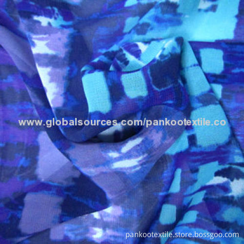 150D Poly Chiffon Print Fabric, 89*63", 57/58" Width, 105GSM Weight, Soft Texture for Women's Dress